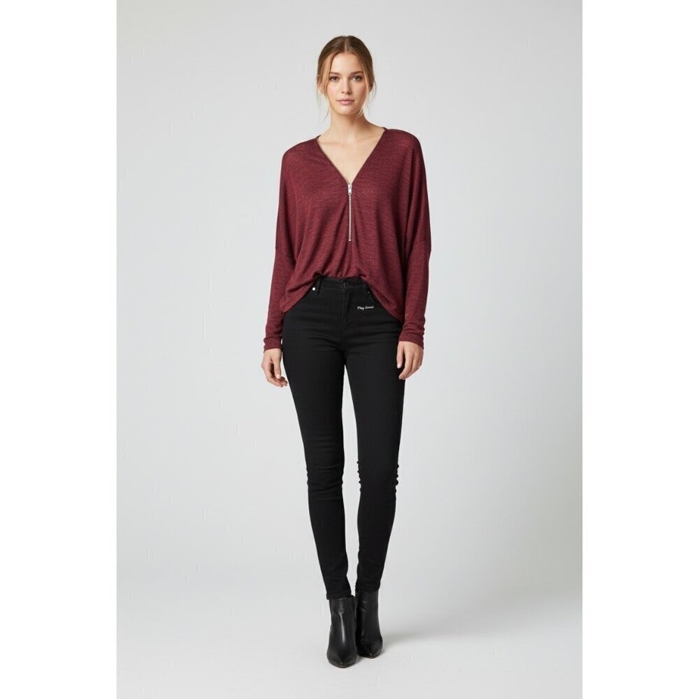 Say What Women's Burgundy Lightweight Long Sleeeve Top